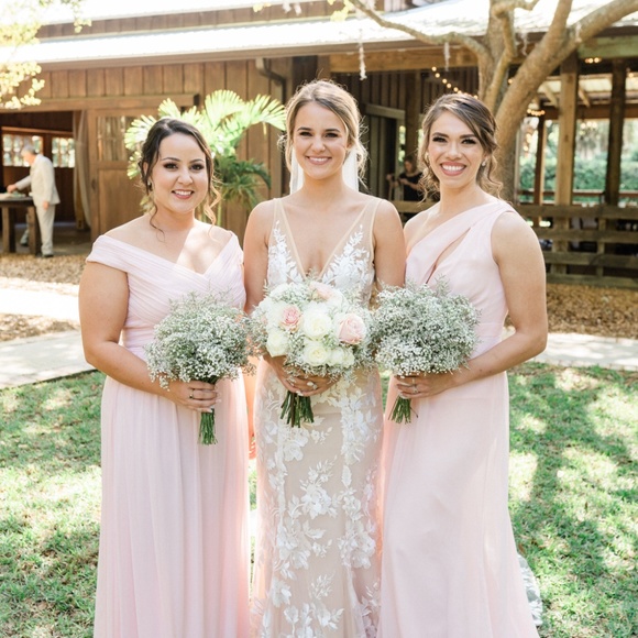 David’s Bridal Petal Crisscross Off-the-Shoulder Mesh Bridesmaid Dress - Picture 5 of 5